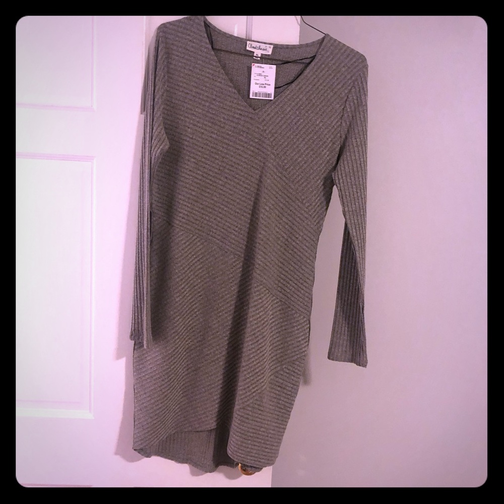 Gray v-neck dress